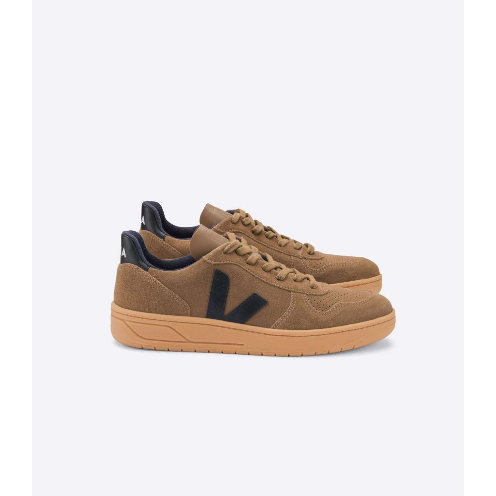 Women\'s Veja V-10 SUEDE Sneakers Brown | ZA 636QMA